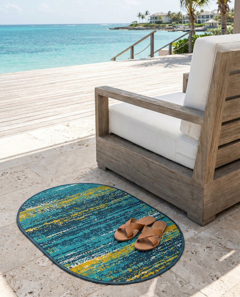Seaside Haven Rugs Collection Area Rug -  Sandbar Oval Multi.Blue  lifestyle 67