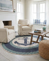 Seaside Haven Rugs Collection Area Rug -  Coralreef Round Navy Blue  lifestyle 91
