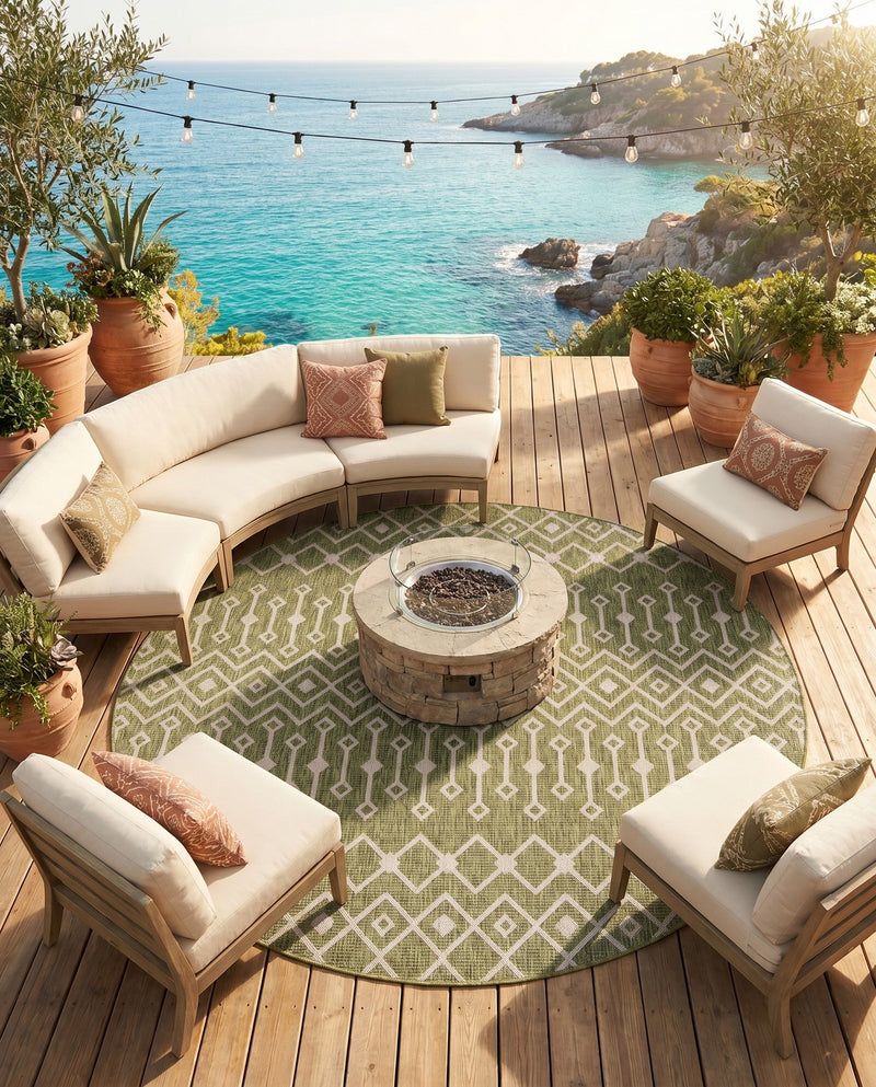 Savannah Pergola Collection Area Rug -  Pergola (Green) Round Green  lifestyle 78