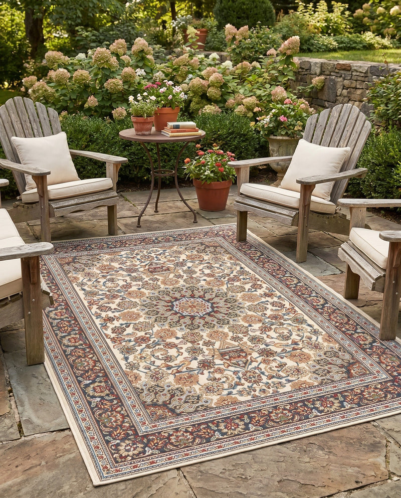Patio Heritage Collection Area Rug -  Bower Rectangle Ivory  lifestyle 67
