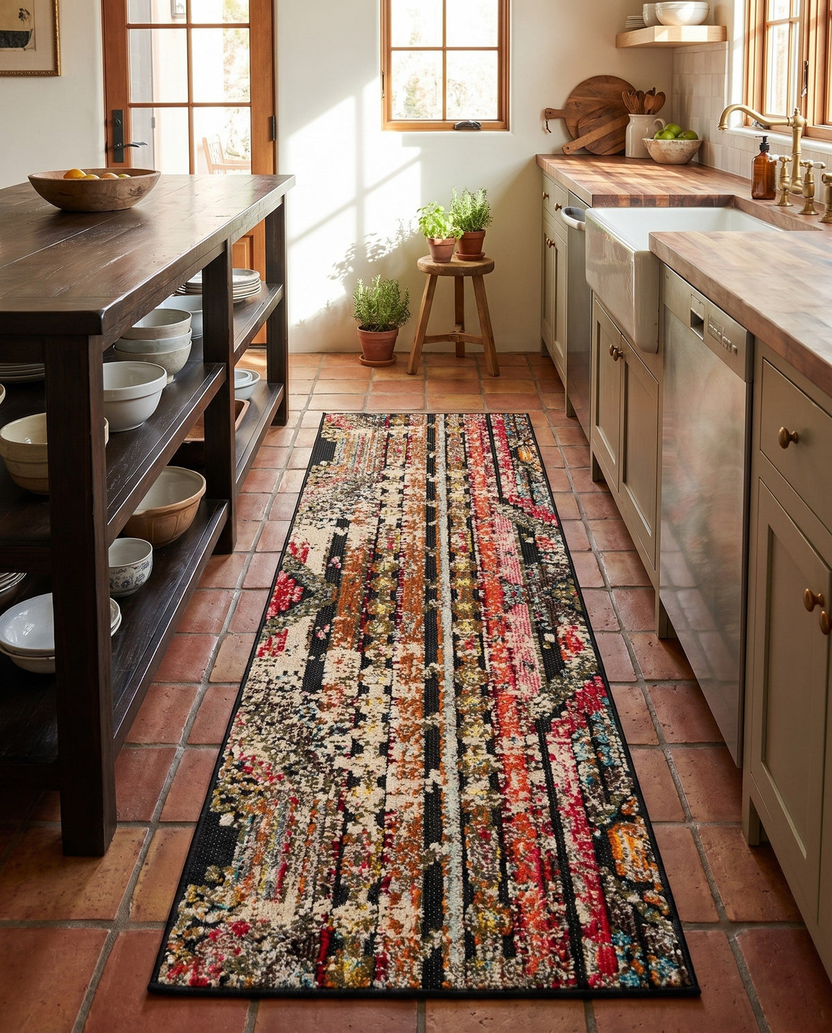 Outdoor Marrakesh Collection Area Rug -  Agadir Runner Multi Black  lifestyle 162