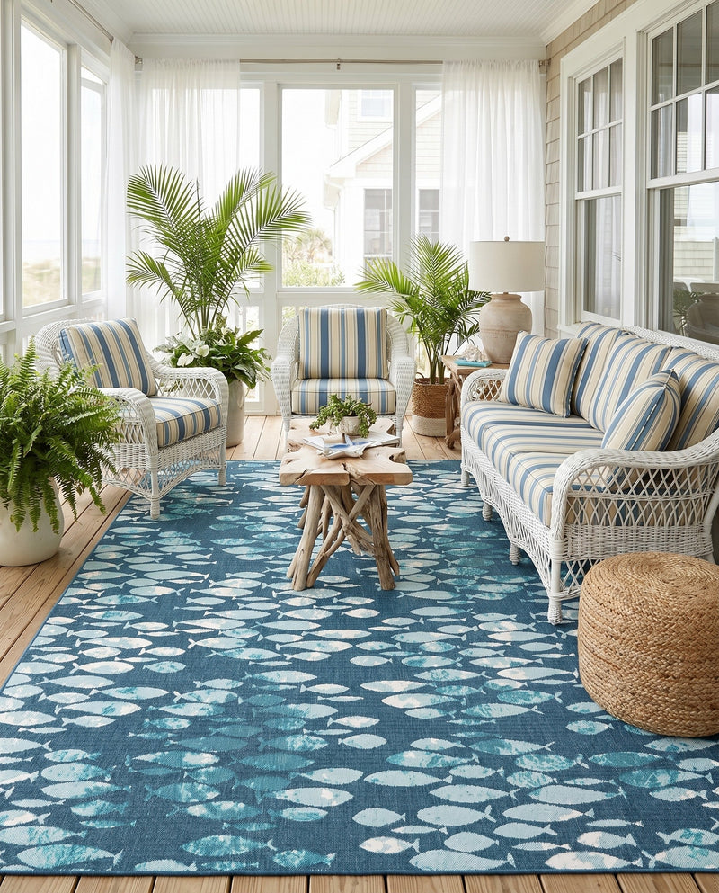 Seaside Haven Rugs Collection Area Rug -  Wavecrest Rectangle Blue  lifestyle 17
