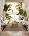 Terrace Fringe Collection Area Rug - Oceanside Rectangle Black  lifestyle 63