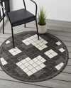 Urban Terrace Collection Area Rug -  Williamsburg Round Black and White  lifestyle 32