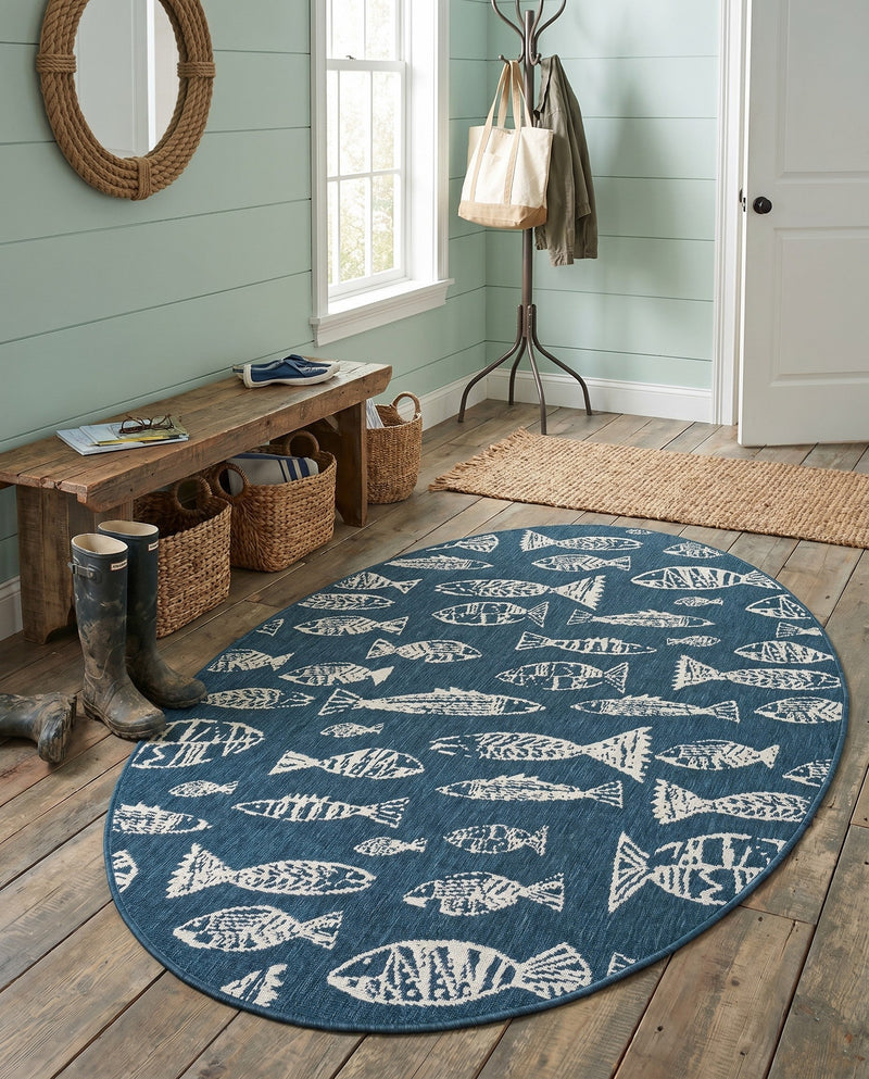 Seaside Haven Rugs Collection Area Rug -  Oceanview Oval Blue  lifestyle 36