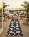 Urban Terrace Collection Area Rug -  Williamsburg Runner Black and White  lifestyle 58
