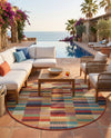Coastal Terrace Collection Area Rug -  Harbor Round Multi  lifestyle 64