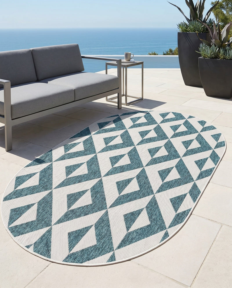 Urban Oasis Rugs Collection Area Rug -  Highrise (Teal) Oval Teal  lifestyle 23