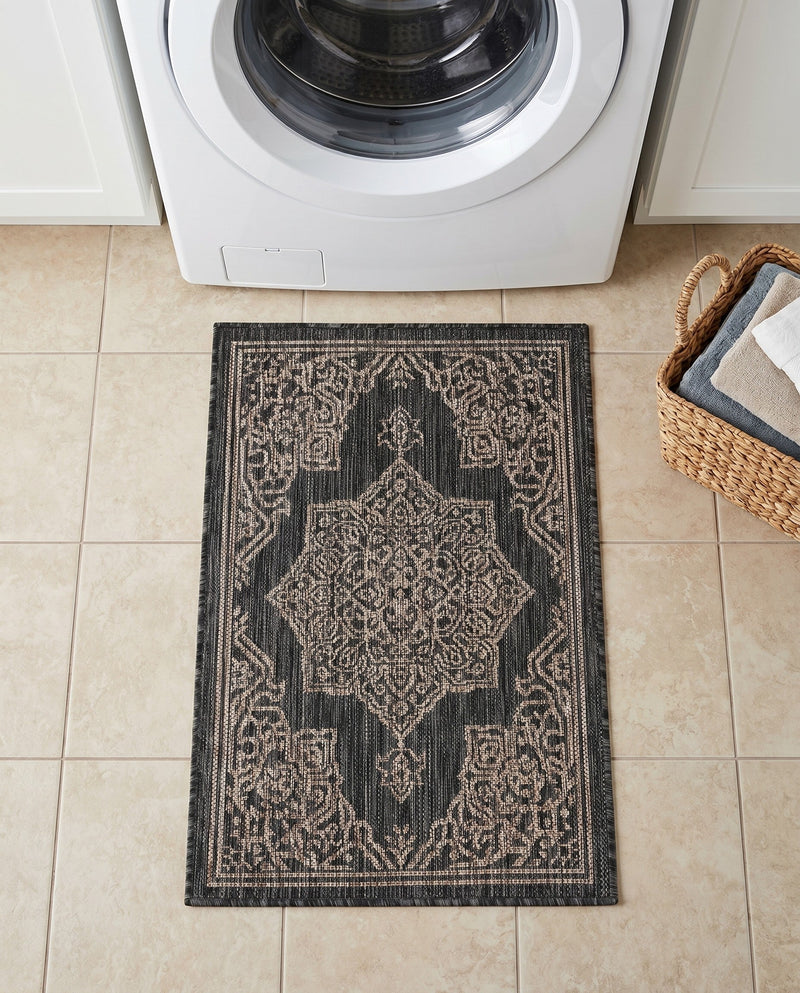 Patio Heritage Collection Area Rug -  Charleston (Charcoal Gray) Rectangle Charcoal Gray  lifestyle 22