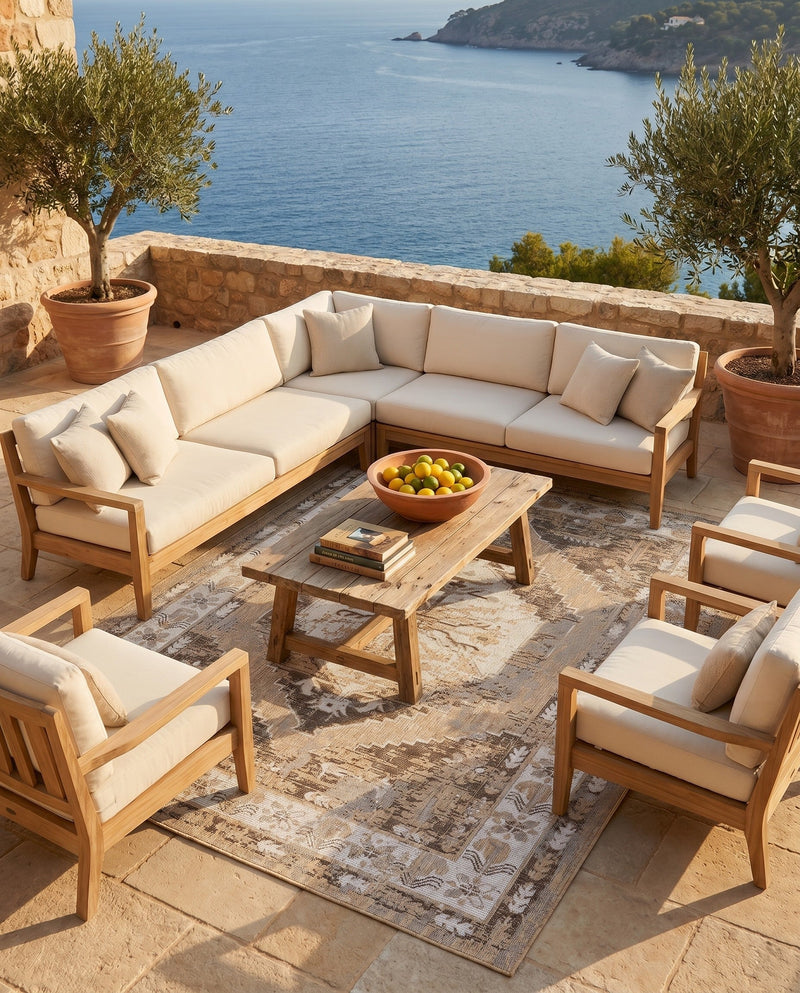 Patio Heritage Collection Area Rug -  Augusta (Natural) Rectangle Natural  lifestyle 13