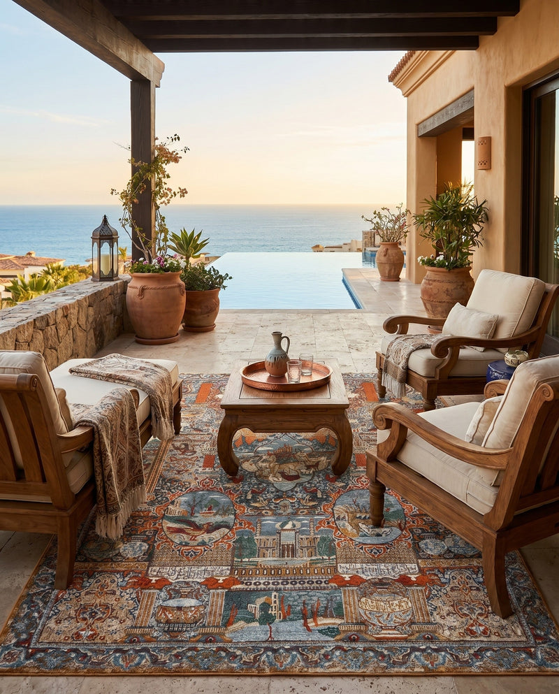 Patio Heritage Collection Area Rug -  Oasis Rectangle Multi  lifestyle 22