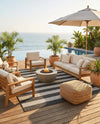 Seaside Stripes Collection Area Rug -  Veranda Rectangle Charcoal Gray  lifestyle 17