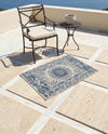 Patio Heritage Collection Area Rug -  Lafayette (Blue) Rectangle Blue  lifestyle 25