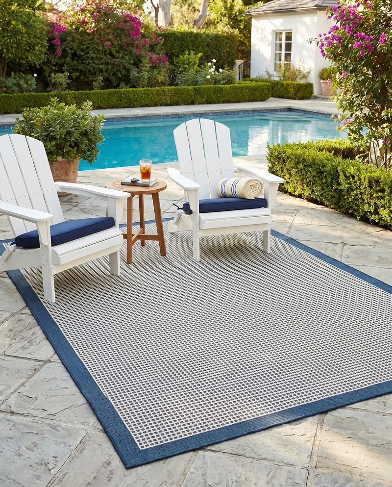 Terrace Fringe Collection Area Rug - Oceanside Rectangle Navy Blue  lifestyle 40
