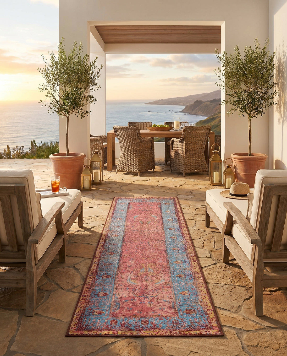 Patio Heritage Collection Area Rug -  Serenity Runner Vintage Salmon Coral  lifestyle 88