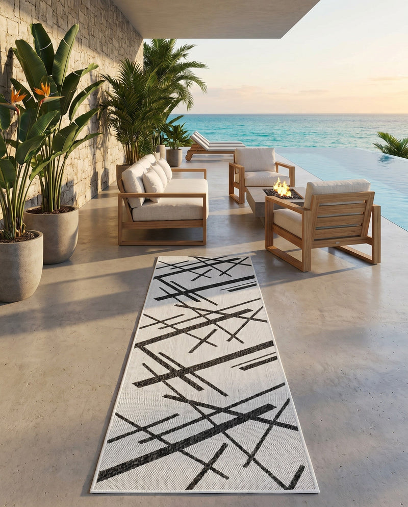 Urban Terrace Collection Area Rug -  Bowery Runner Black and White  lifestyle 35