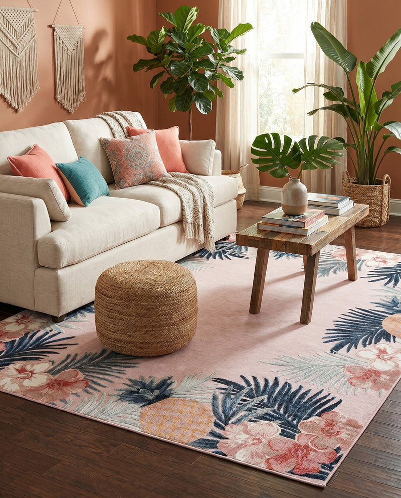 Seaside Blooms Collection Area Rug - Haven Rectangle Pink  lifestyle 49