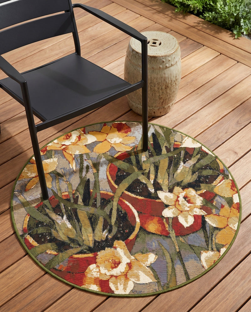 Seaside Blooms Collection Area Rug - Eden Round Multi  lifestyle 70