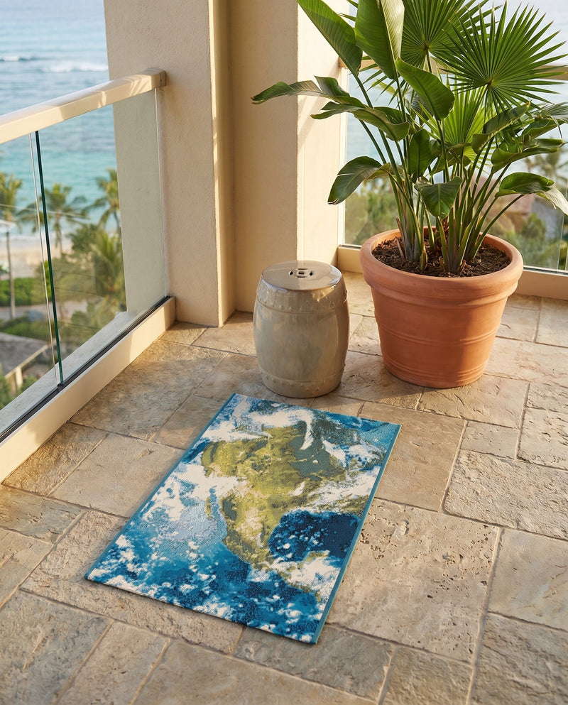 Urban Terrace Collection Area Rug -  Pergola Rectangle Blue  lifestyle 7