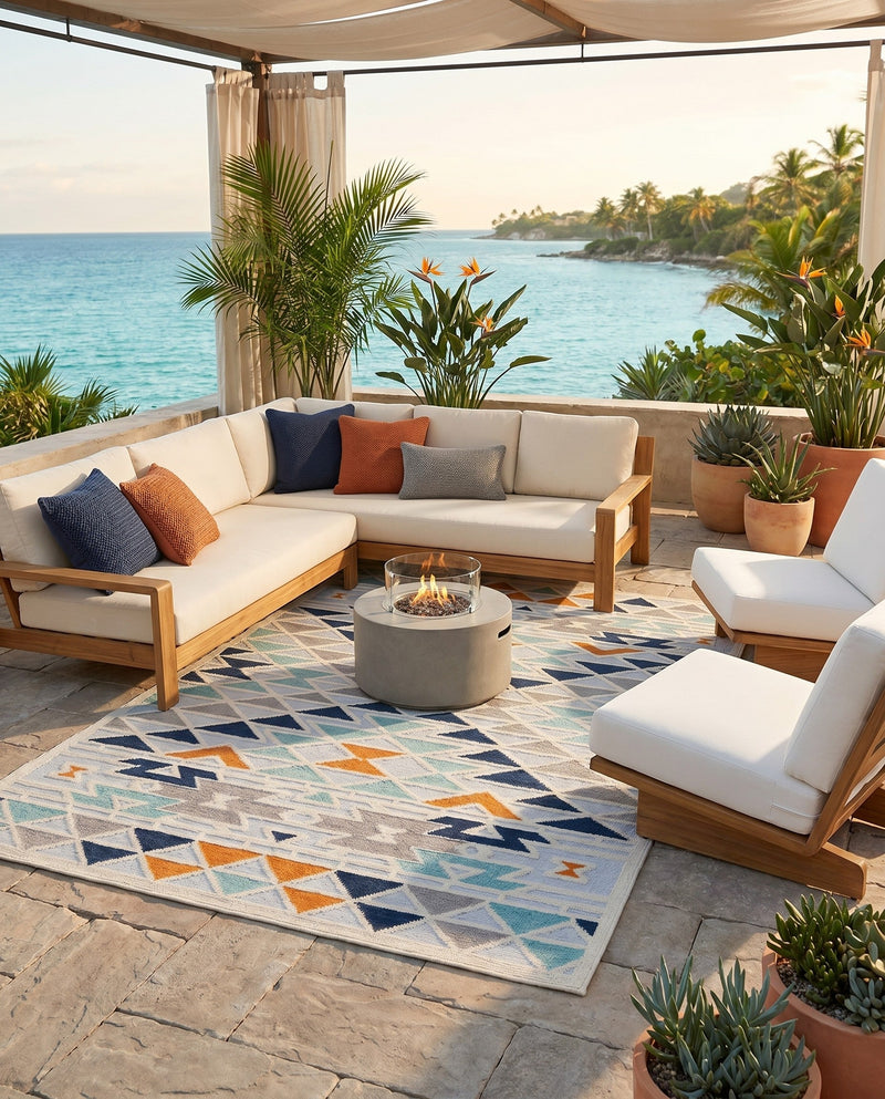 Bahama Breeze Outdoor Collection Area Rug -  Andros Rectangle Gray  lifestyle 23