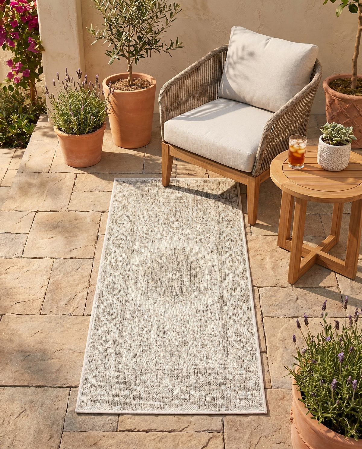 Patio Heritage Collection Area Rug -  Lafayette (Gray) Runner Gray  lifestyle 85