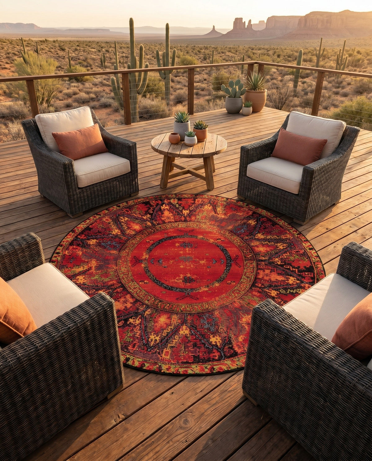 Safari Escape Rugs Collection Area Rug - Serengeti Round Multi  lifestyle 112