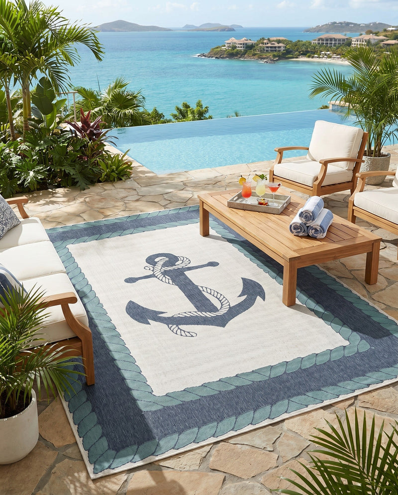 Seaside Haven Rugs Collection Area Rug -  Coralreef Rectangle Navy Blue  lifestyle 13