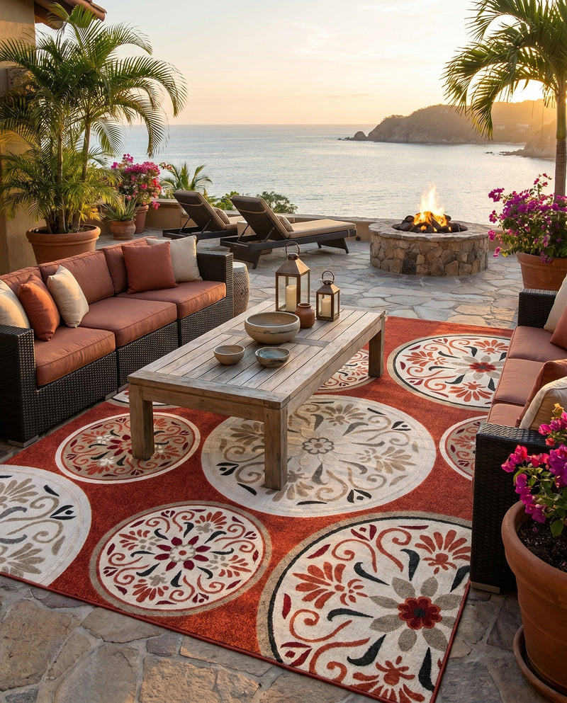 Urban Terrace Collection Area Rug -  Deck Rectangle Terracotta  lifestyle 44