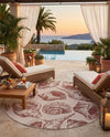 Seaside Haven Rugs Collection Area Rug -  Lighthouse (Ivory Rust Red) Round Ivory Rust Red  lifestyle 50