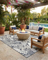 Seaside Blooms Collection Area Rug -  Serene Rectangle Black  lifestyle 53