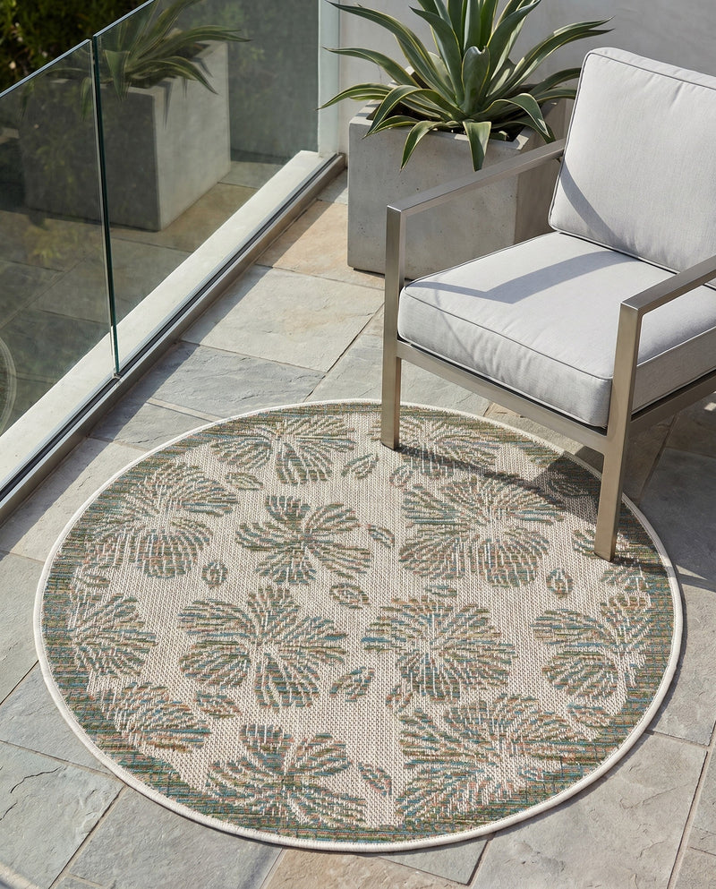 Coastal Terrace Collection Area Rug -  Marina Round Ivory and Beige  lifestyle 61