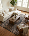 Patio Heritage Collection Area Rug -  Lafayette (Black) Rectangle Black  lifestyle 9