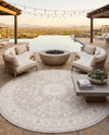Tribal Terrace Treasures Collection Area Rug -  Incan Isle (Light Gray) Round Light Gray  lifestyle 48