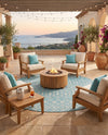 Savannah Pergola Collection Area Rug -  Pergola (Aqua) Round Aqua  lifestyle 62