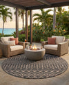 Savannah Pergola Collection Area Rug -  Pergola (Charcoal Gray) Round Charcoal Gray  lifestyle 68