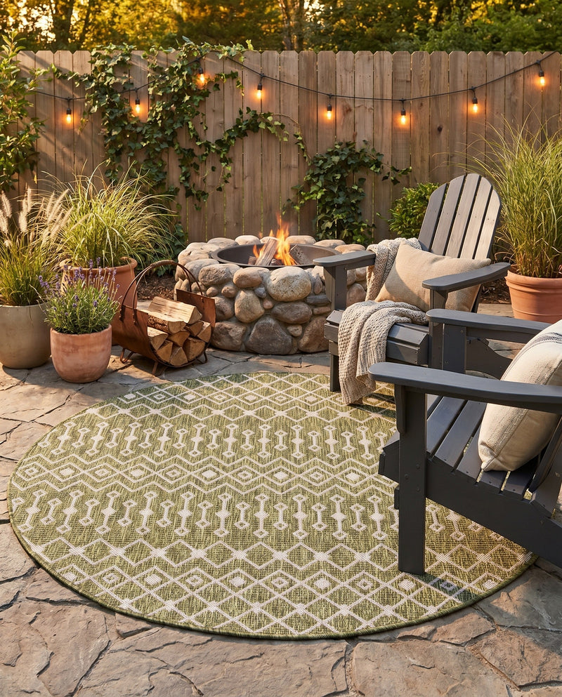 Savannah Pergola Collection Area Rug -  Pergola (Green) Round Green  lifestyle 84