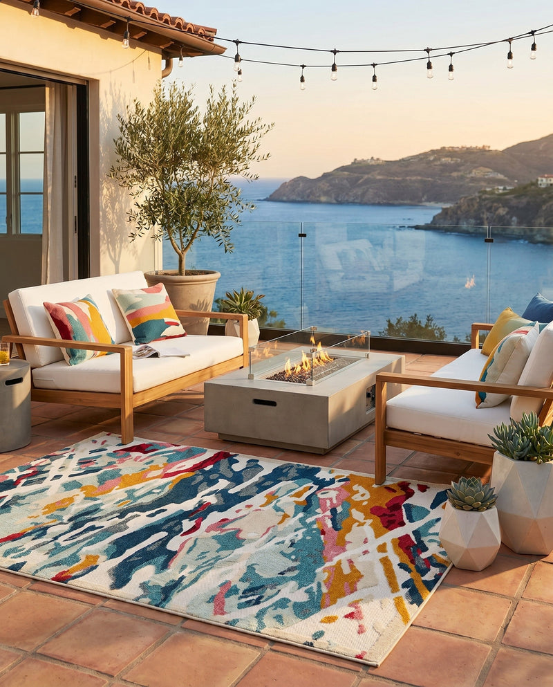 Outdoor Marrakesh Collection Area Rug -  Meknes Rectangle Multi  lifestyle 21