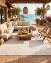 Tribal Terrace Treasures Collection Area Rug - Mayan Marina (Light Gray) Square Light Gray  lifestyle 37
