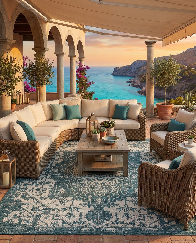 Urban Oasis Rugs Collection Area Rug -  Penthouse (Teal) Square Teal  lifestyle 75
