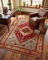Patio Heritage Collection Area Rug -  Arbor Rectangle Red Green Blue  lifestyle 21