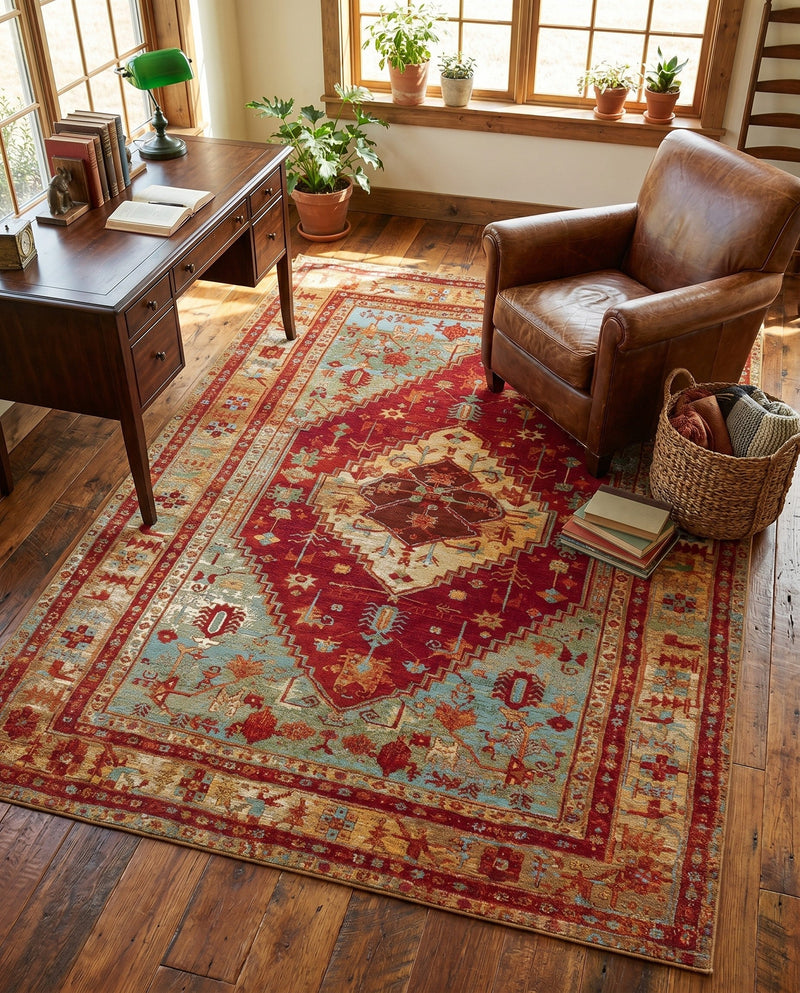 Patio Heritage Collection Area Rug -  Arbor Rectangle Red Green Blue  lifestyle 21