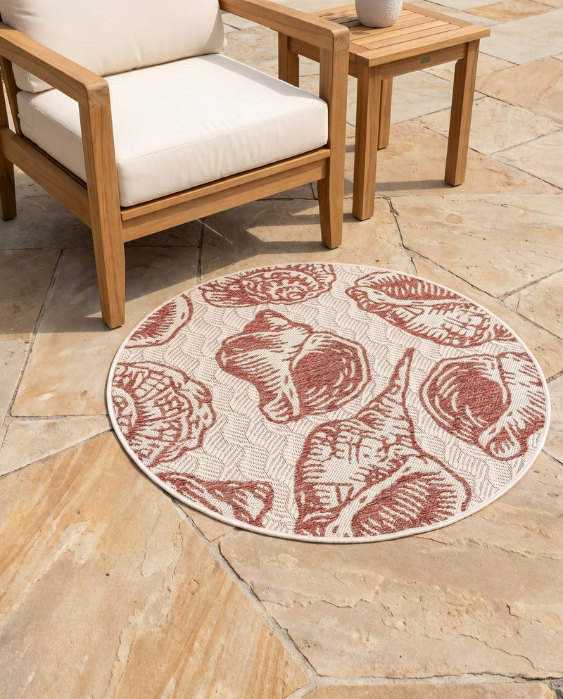 Seaside Haven Rugs Collection Area Rug -  Lighthouse (Ivory Rust Red) Round Ivory Rust Red  lifestyle 58