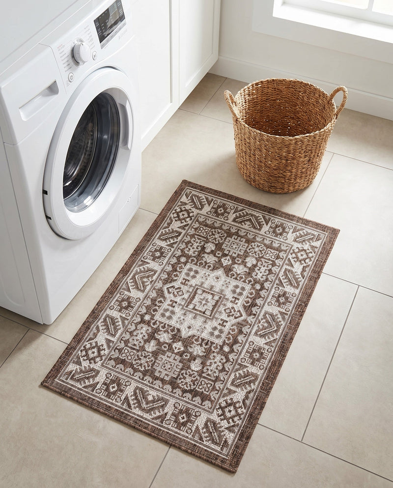 Tribal Terrace Treasures Collection Area Rug -  Incan Isle (Brown) Rectangle Brown  lifestyle 11