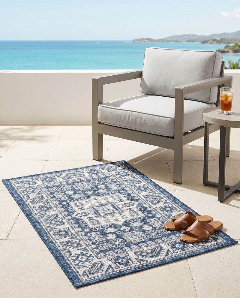 Tribal Terrace Treasures Collection Area Rug -  Incan Isle (Blue) Rectangle Blue  lifestyle 33
