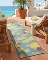 Coastal Terrace Collection Area Rug -  Cove Runner Blue  lifestyle 52