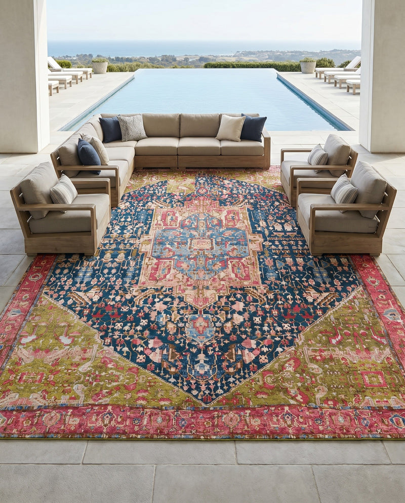 Patio Heritage Collection Area Rug -  Sanctuary Rectangle Multi  lifestyle 55