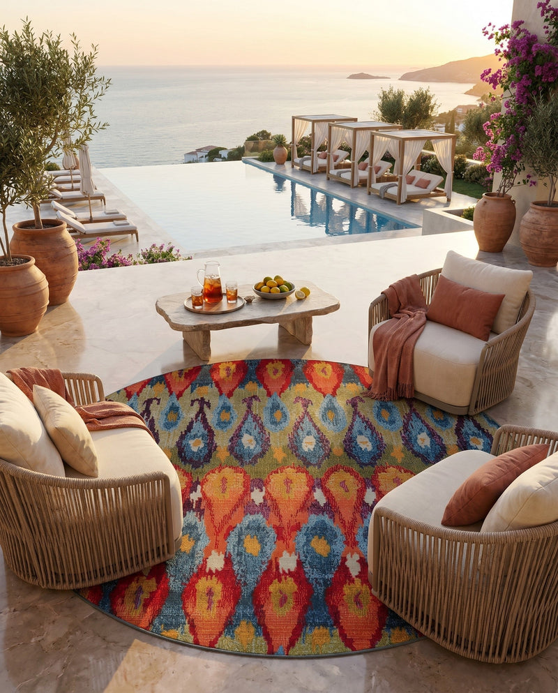 Urban Terrace Collection Area Rug -  Compass Round Multi  lifestyle 51
