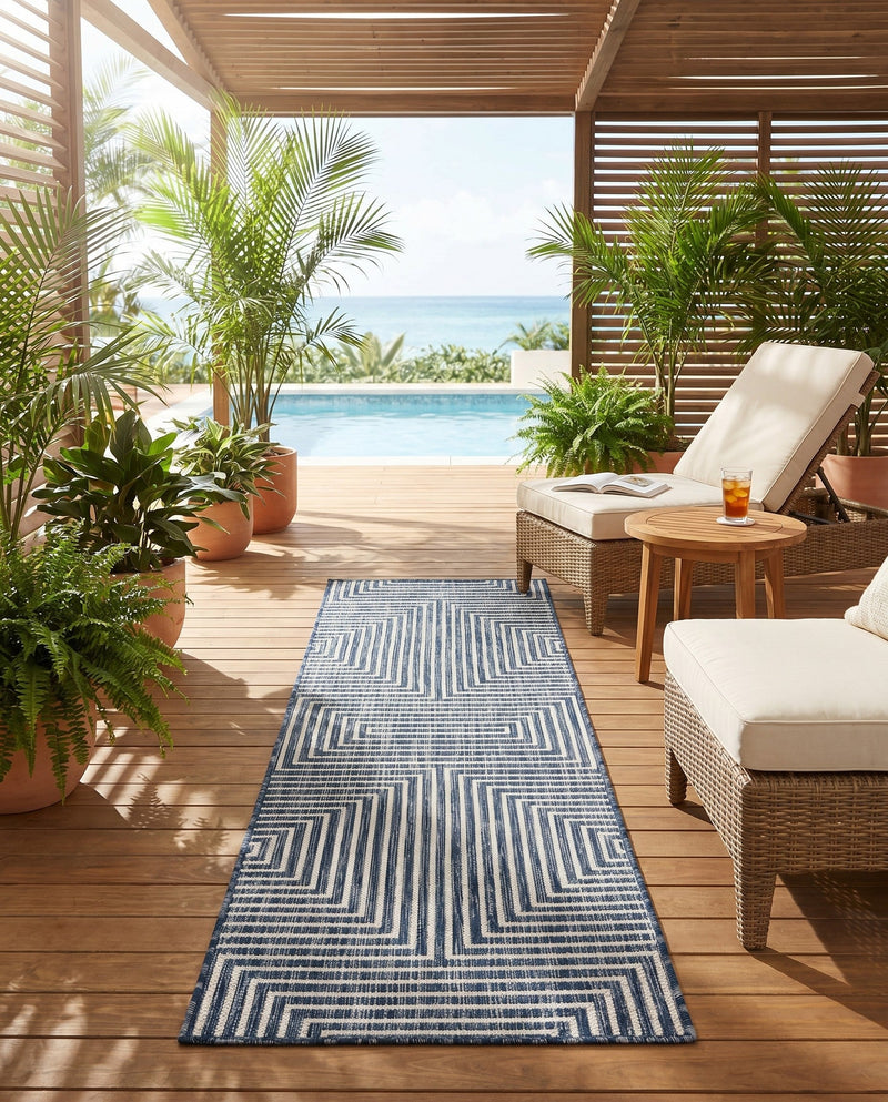 Urban Terrace Collection Area Rug -  Astoria (Blue) Runner Blue  lifestyle 50