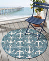Seaside Haven Rugs Collection Area Rug - Sapphire (Teal) Round Teal  lifestyle 42