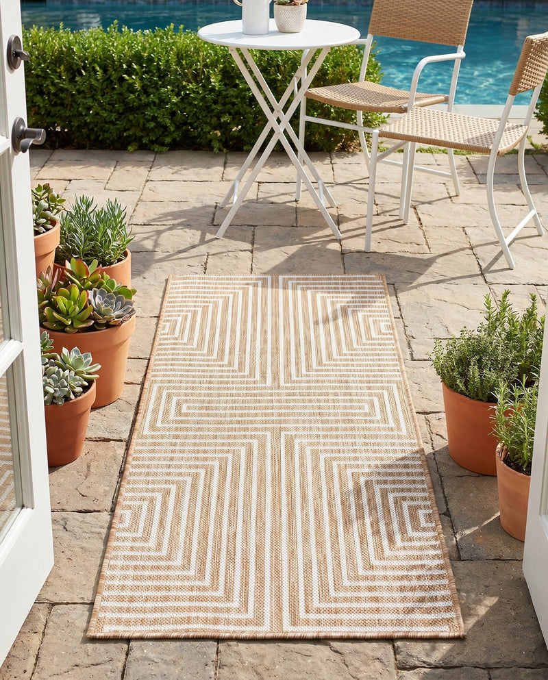 Urban Terrace Collection Area Rug -  Astoria (Taupe) Runner Taupe  lifestyle 60